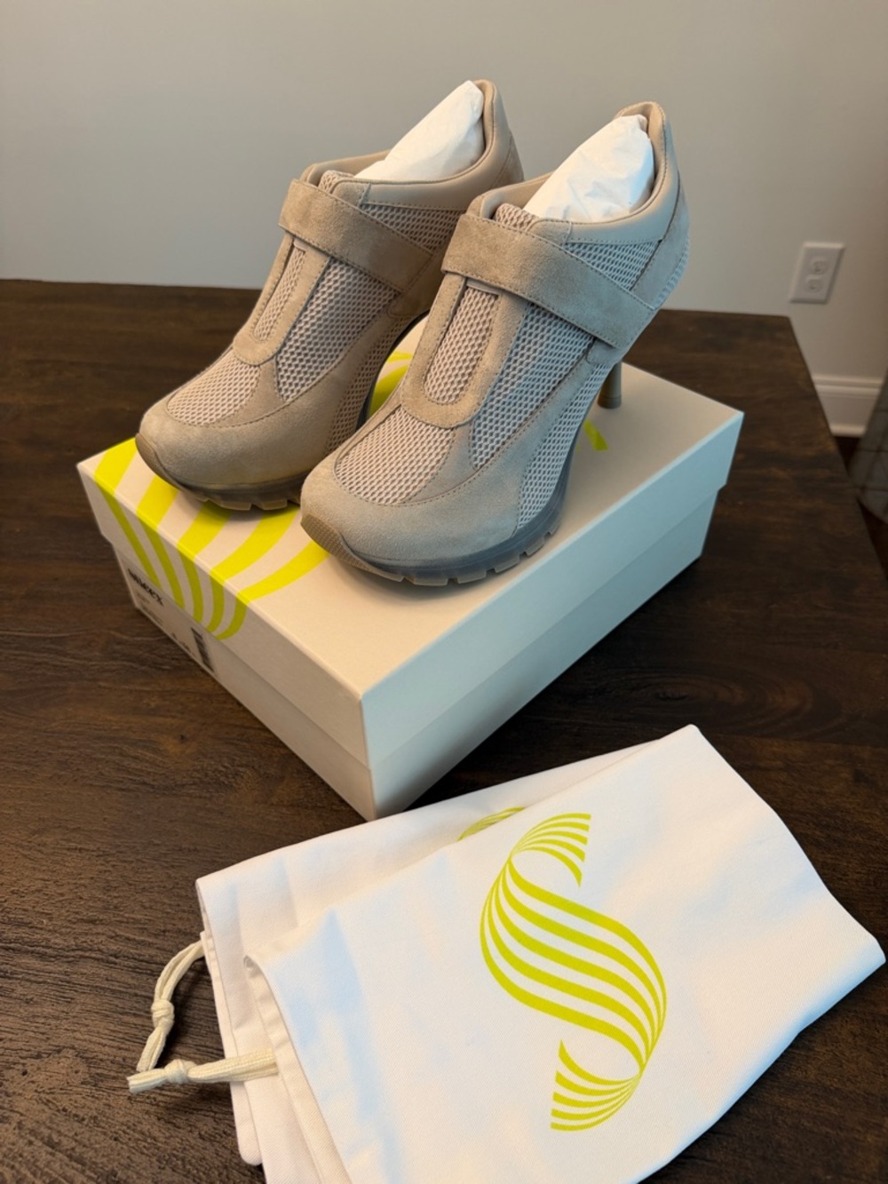 NEW Sneex The Tepper Sneaker Heels - Stone, Size 8